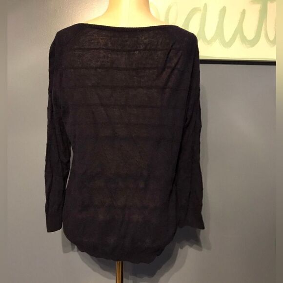 LOFT Navy Blue Linen Blend Long Sleeve Top - L - Picture 7 of 7